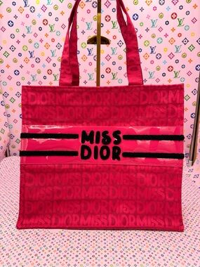 Dior Beauty Miss Dior Pink Jacquard Large Tote Bag